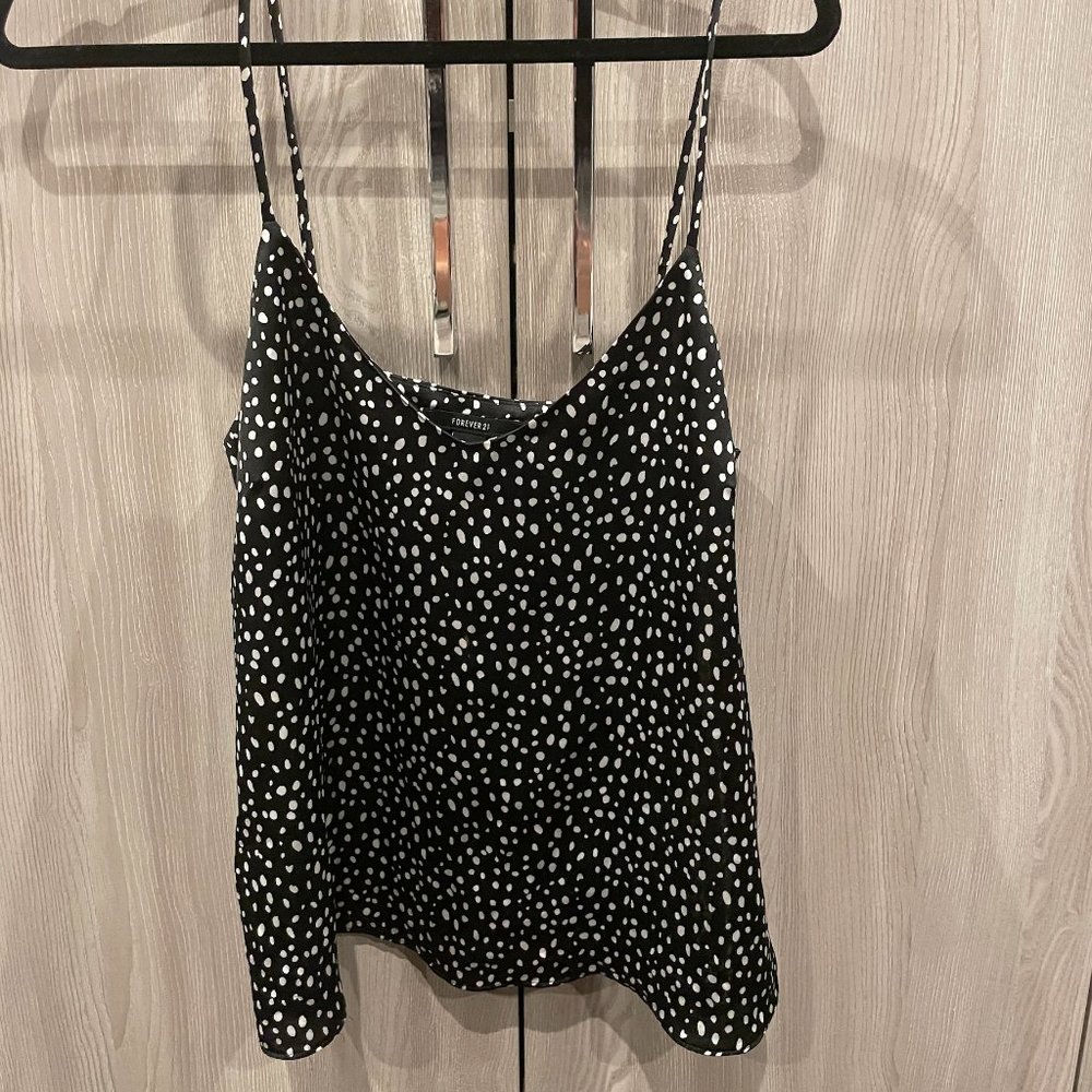 Forever 21 Black & White Dot Tank - Small